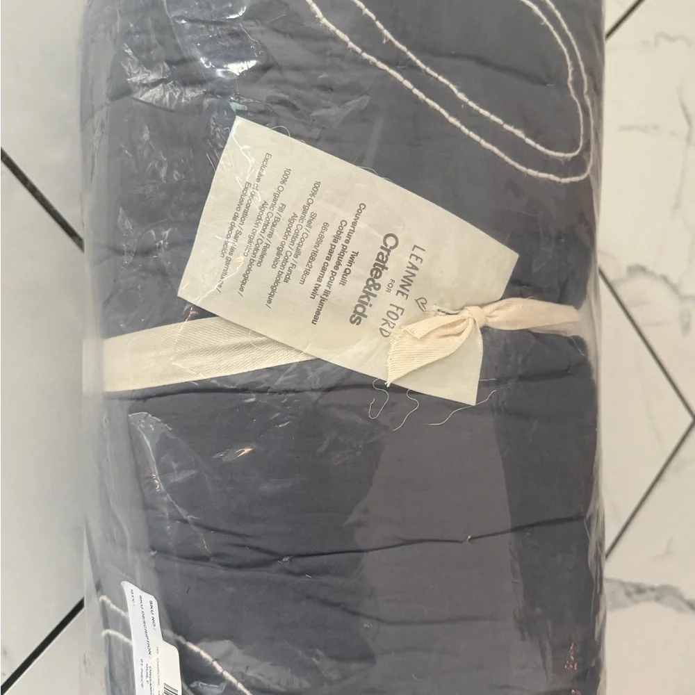 Crate & Barrel kids Charcoal heart quilt